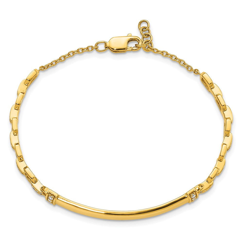 14k Yellow Gold Natural Diamond ID Bracelet