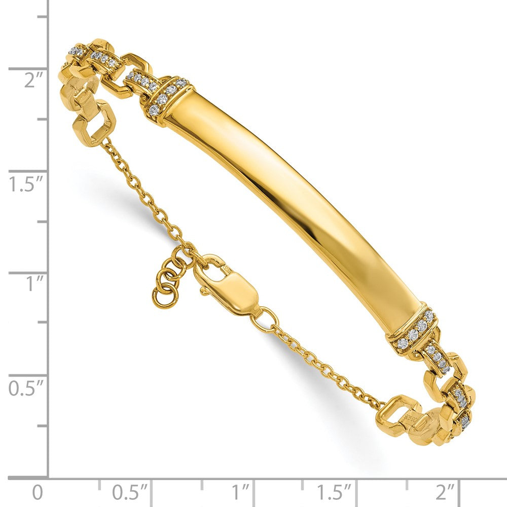 14k Yellow Gold Natural Diamond ID Bracelet