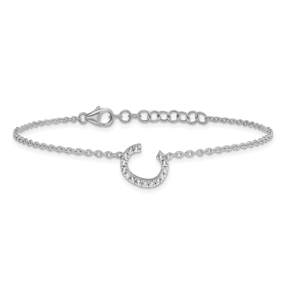 14KW Natural Diamond Sideways Letter C w/ 1in ext. Bracelet