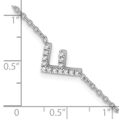 14KW Natural Diamond Sideways Letter F w/ 1in ext. Bracelet