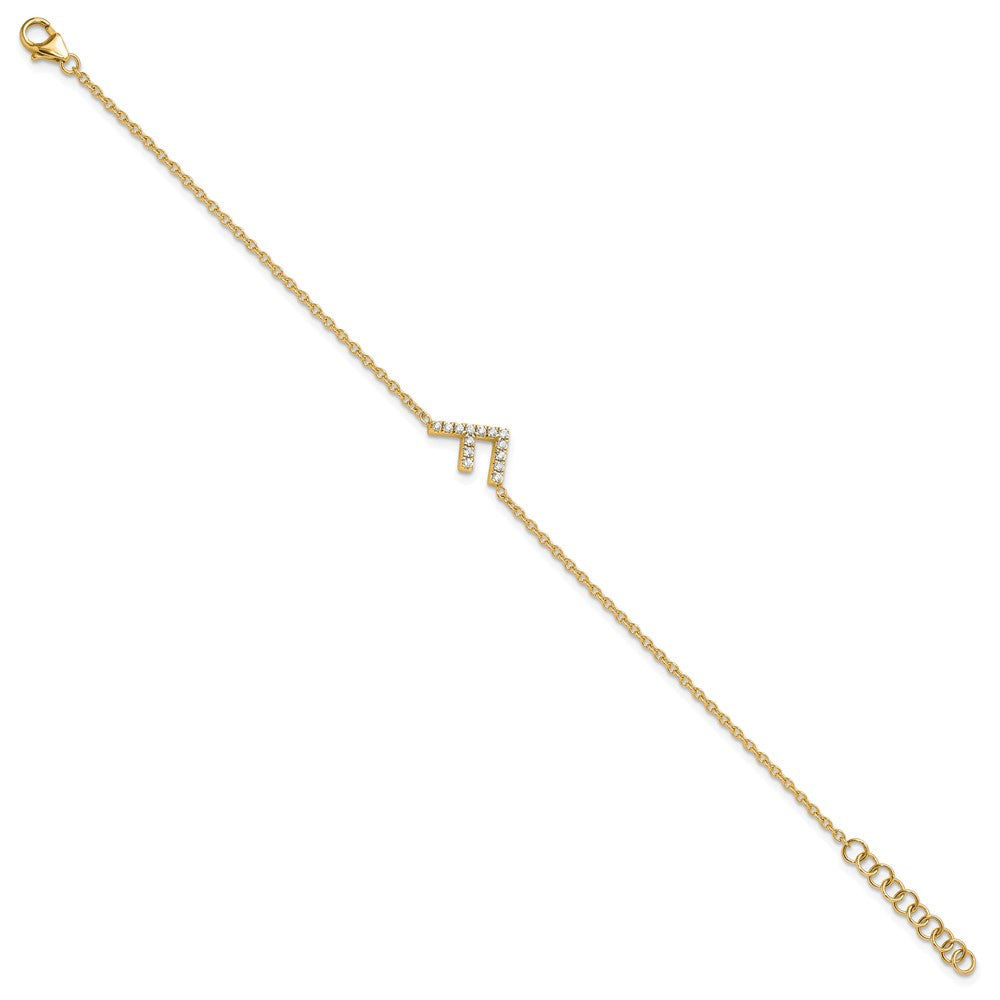 14k Yellow Gold Natural Diamond Sideways Letter F w/ 1in ext.Bracelet