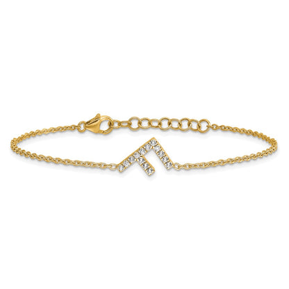 14k Yellow Gold Natural Diamond Sideways Letter F w/ 1in ext.Bracelet