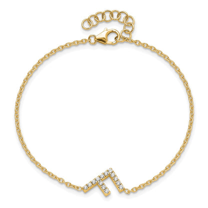 14k Yellow Gold Natural Diamond Sideways Letter F w/ 1in ext.Bracelet