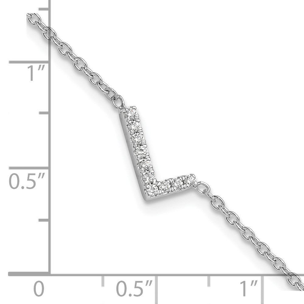 14KW Natural Diamond Sideways Letter L w/ 1in ext. Bracelet