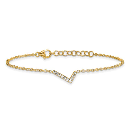 14k Yellow Gold Natural Diamond Sideways Letter L w/ 1in ext. Bracelet