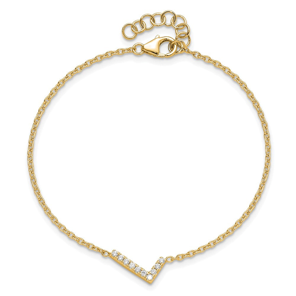 14k Yellow Gold Natural Diamond Sideways Letter L w/ 1in ext. Bracelet