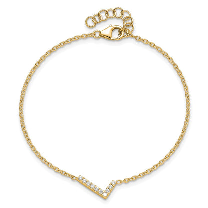 14k Yellow Gold Natural Diamond Sideways Letter L w/ 1in ext. Bracelet