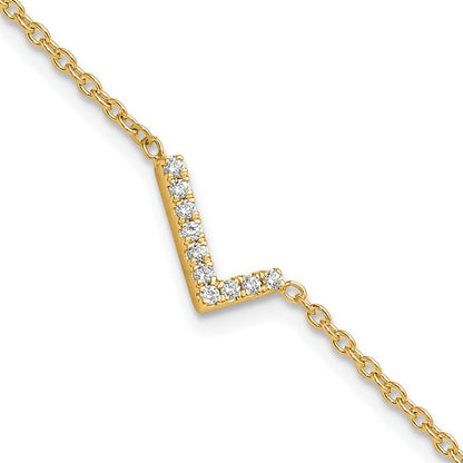 14k Yellow Gold Natural Diamond Sideways Letter L w/ 1in ext. Bracelet
