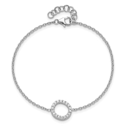 14KW Natural Diamond Sideways Letter O w/ 1in ext. Bracelet