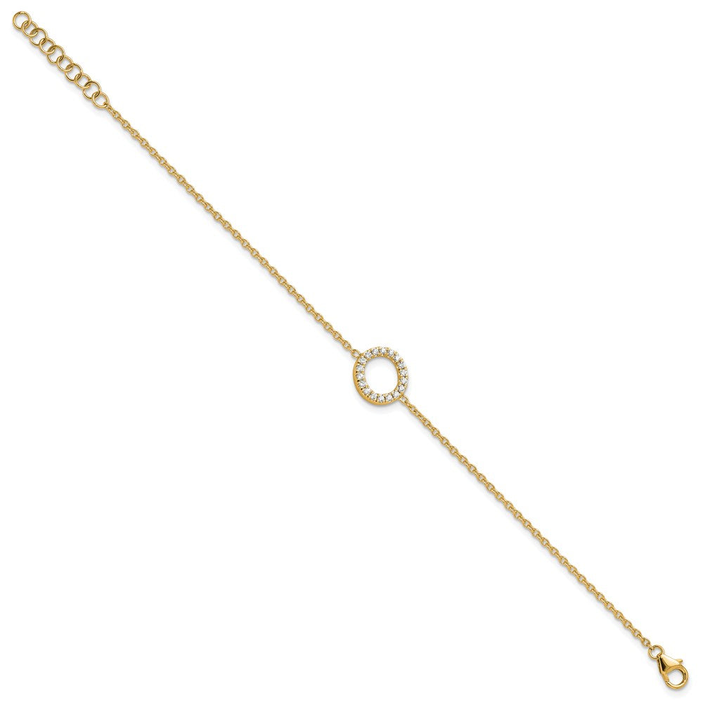 14k Yellow Gold Natural Diamond Sideways Letter O w/ 1in ext. Bracelet