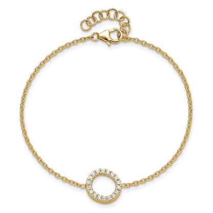 14k Yellow Gold Natural Diamond Sideways Letter O w/ 1in ext. Bracelet