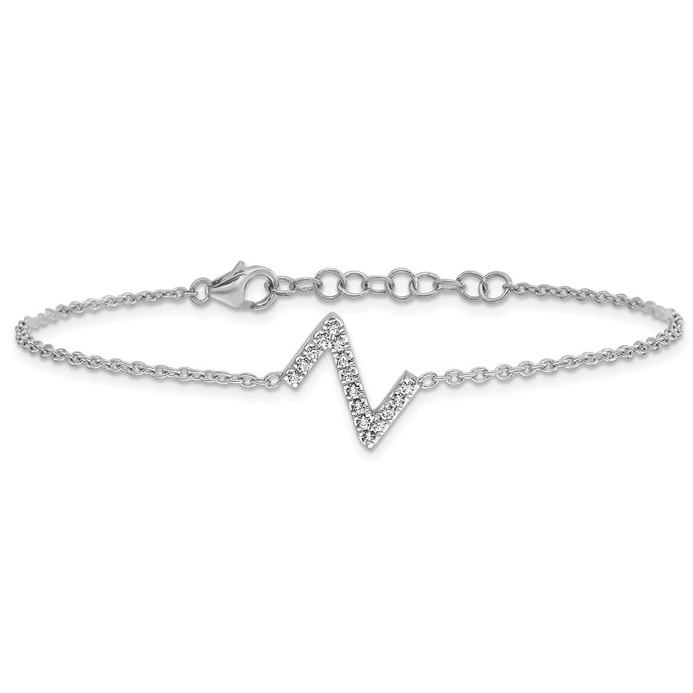 14KW Natural Diamond Sideways Letter Z w/ 1in ext. Bracelet