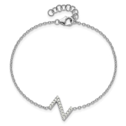 14KW Natural Diamond Sideways Letter Z w/ 1in ext. Bracelet