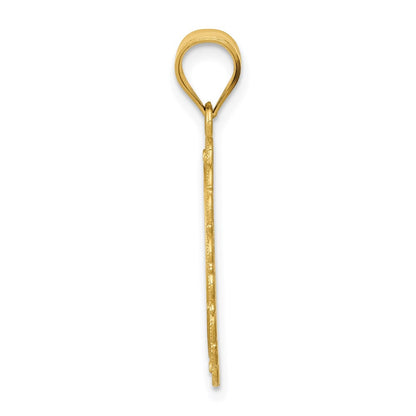 14k Yellow Gold Solid Satin Polished Gemini Zodiac Oval Pendant