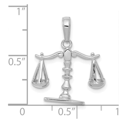 14k White Gold 3-D Moveable Scales of Justice Pendant