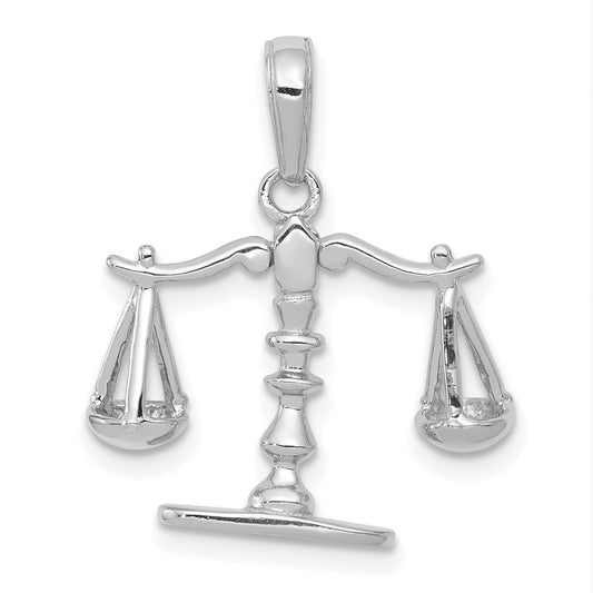 14k White Gold 3-D Moveable Scales of Justice Pendant
