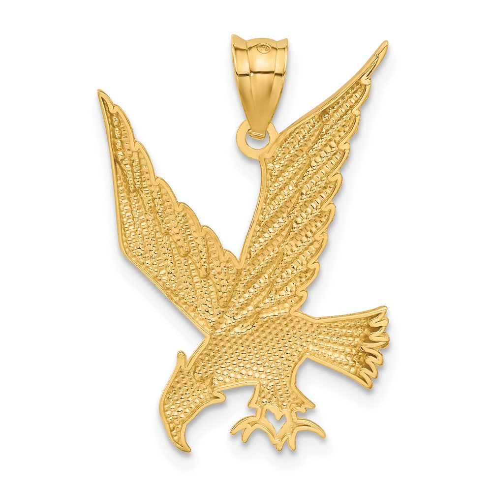 14k Yellow Gold Diamond-cut Eagle Pendant