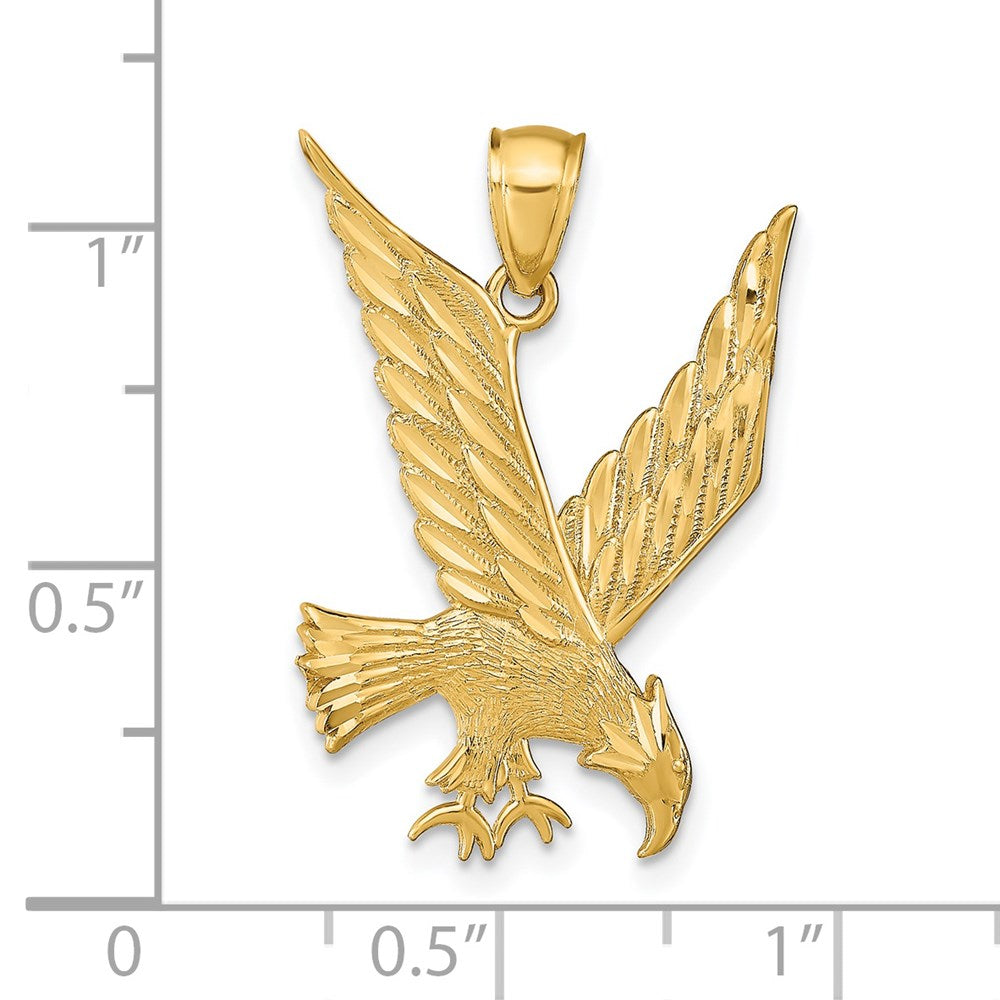 14k Yellow Gold Diamond-cut Eagle Pendant