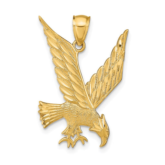 14k Yellow Gold Diamond-cut Eagle Pendant