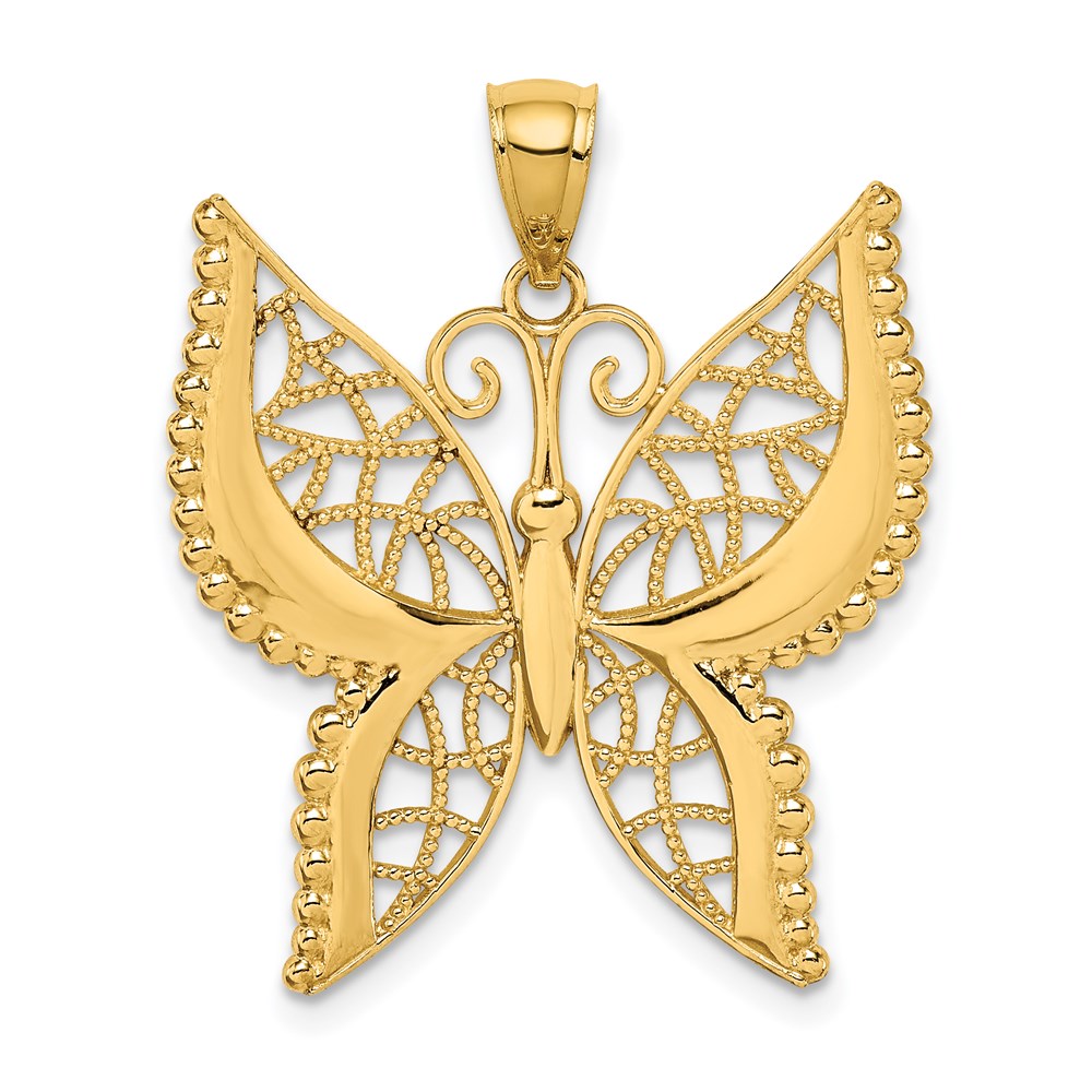 14k Yellow Gold Polished Butterfly Pendant
