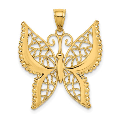 14k Yellow Gold Polished Butterfly Pendant