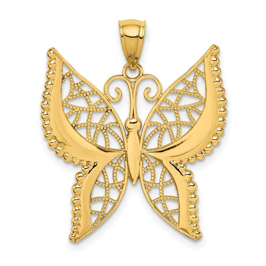 14k Yellow Gold Polished Butterfly Pendant