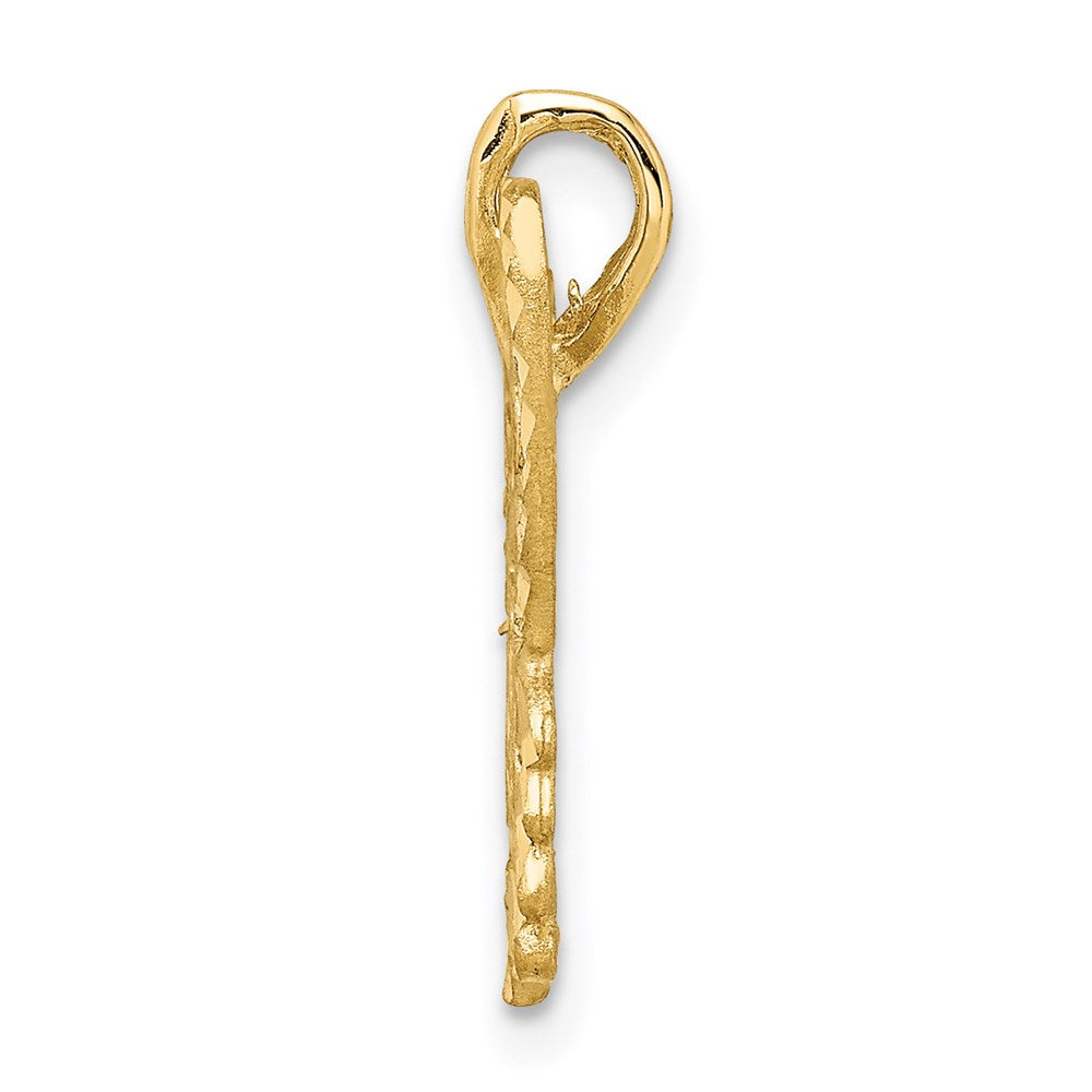 14k Yellow Gold Brushed & Diamond-cut Butterfly Pendant