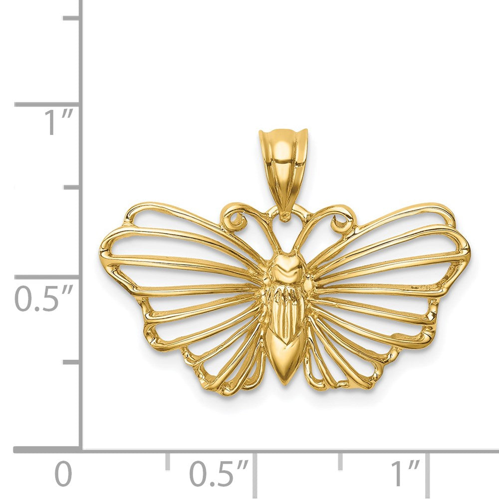 14k Yellow Gold Polished Butterfly Pendant