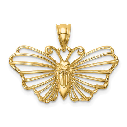 14k Yellow Gold Polished Butterfly Pendant