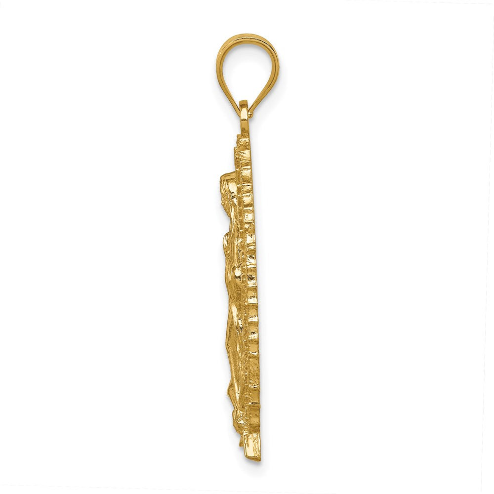 14k Yellow Gold Polished & Textured Guadalupe Pendant