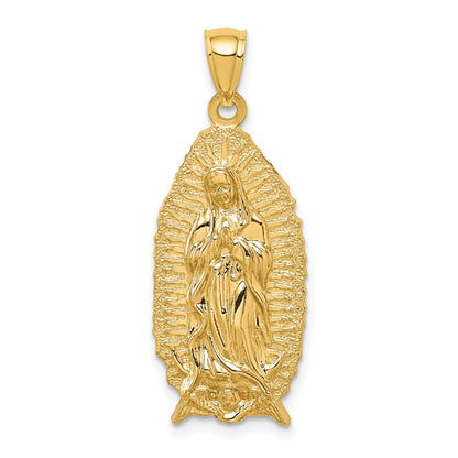 14k Yellow Gold Polished & Textured Guadalupe Pendant