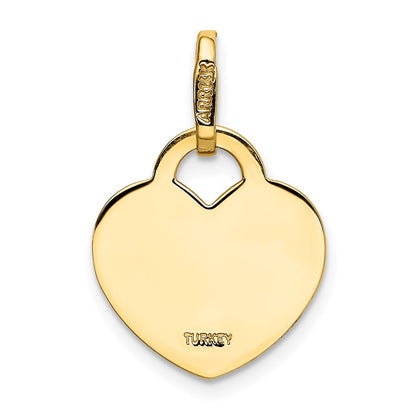 14k Yellow Gold Polished Heart Shaped Disc Pendant