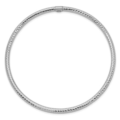 14k White Gold 3mm Diamond-cut Slip-on Bangle