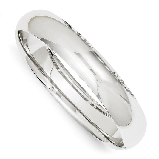 14k White Gold WG High Polished 14.00mm Hinged Bangle