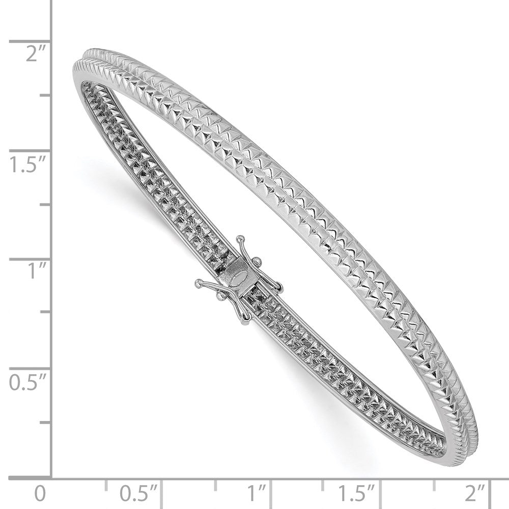 14k White Gold Polished Textured Flexible Bangle