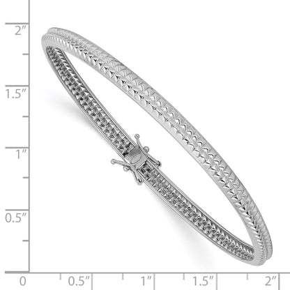14k White Gold Polished Textured Flexible Bangle