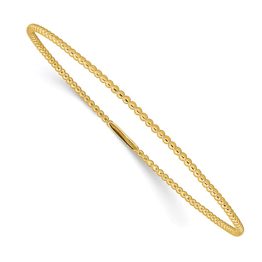 14k Yellow Gold Beaded Slip-on Bangle