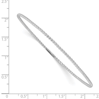 14k White Gold Beaded Slip-on Bangle
