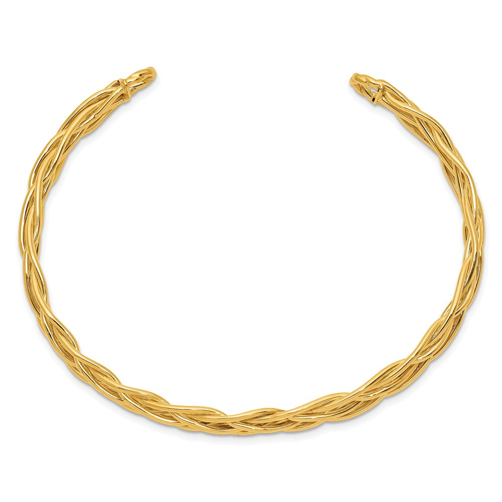 14k Yellow Gold Polished Woven Cuff Bangle