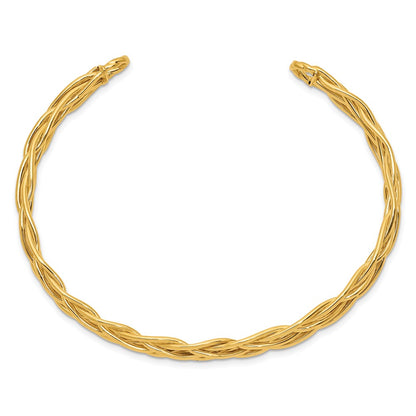 14k Yellow Gold Polished Woven Cuff Bangle