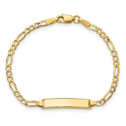 14k Semi-Solid Polished Figaro ID Bracelet