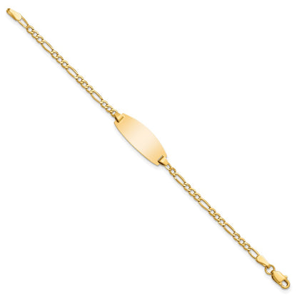 14k Semi-Solid Oval Figaro ID Bracelet