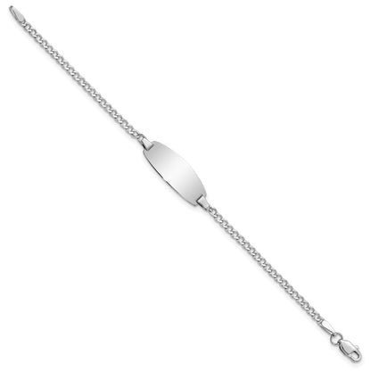 14k White Gold Semi-Solid Oval Curb ID Bracelet