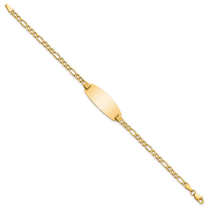 14k Semi-Solid Oval ID Figaro Bracelet