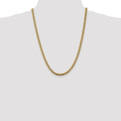 14K 24 inch 5mm Solid Miami Cuban Link with Lobster Clasp Chain Necklace