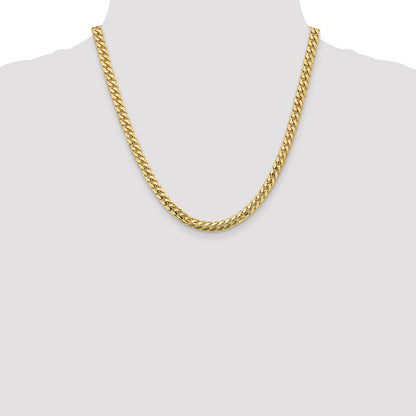 14K 20 inch 5.5mm Solid Miami Cuban Link with Lobster Clasp Chain Necklace