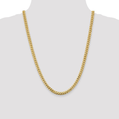 14K 24 inch 5.5mm Solid Miami Cuban Link with Lobster Clasp Chain Necklace