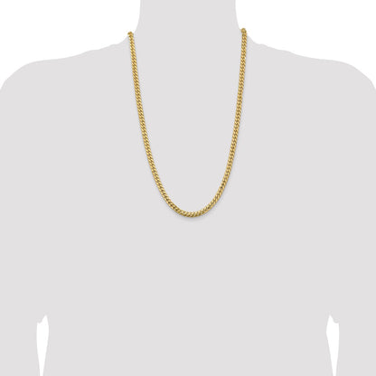 14K 26 inch 5.5mm Solid Miami Cuban Link with Lobster Clasp Chain Necklace