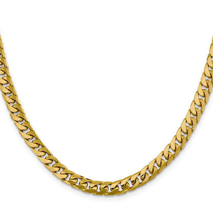 14K Yellow Gold 28 inch 6.25mm Solid Miami Cuban Link with Lobster Clasp Chain Necklace