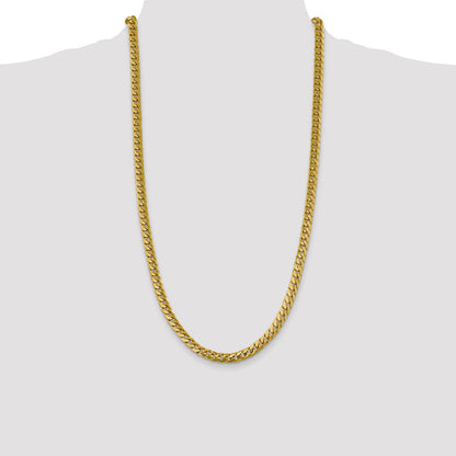 14K Yellow Gold 28 inch 6.25mm Solid Miami Cuban Link with Lobster Clasp Chain Necklace
